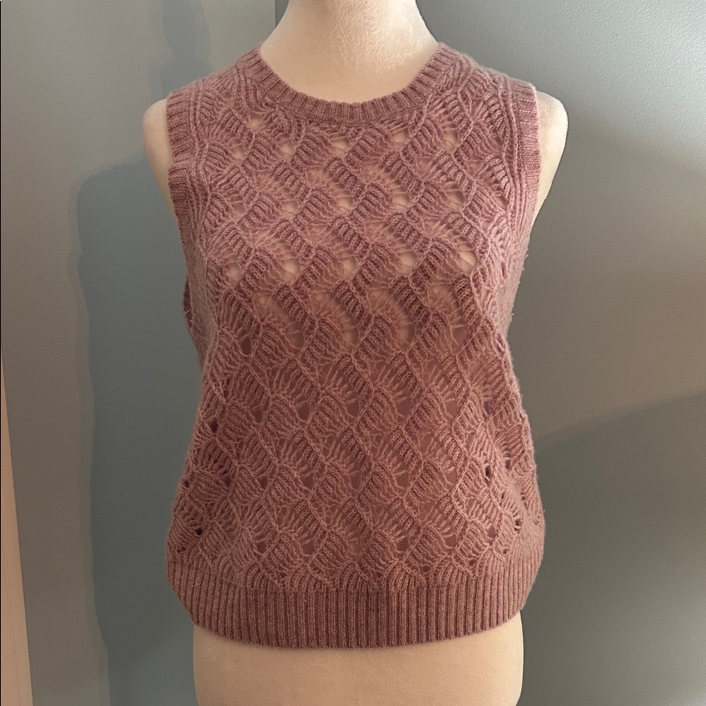 J. Crew 100% Cashmere Knit Sleeveless Top in Mauve